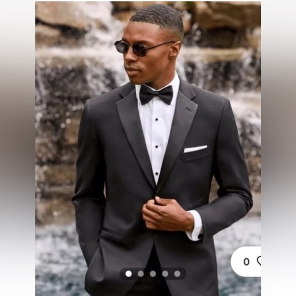 Jones New York Tuxedo Blazer Jacket Mens Black Satin Notch Lapel 42L‎ (BR) - Picture 1 of 7